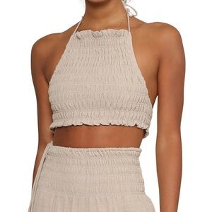 NWT Beige Smocked Top